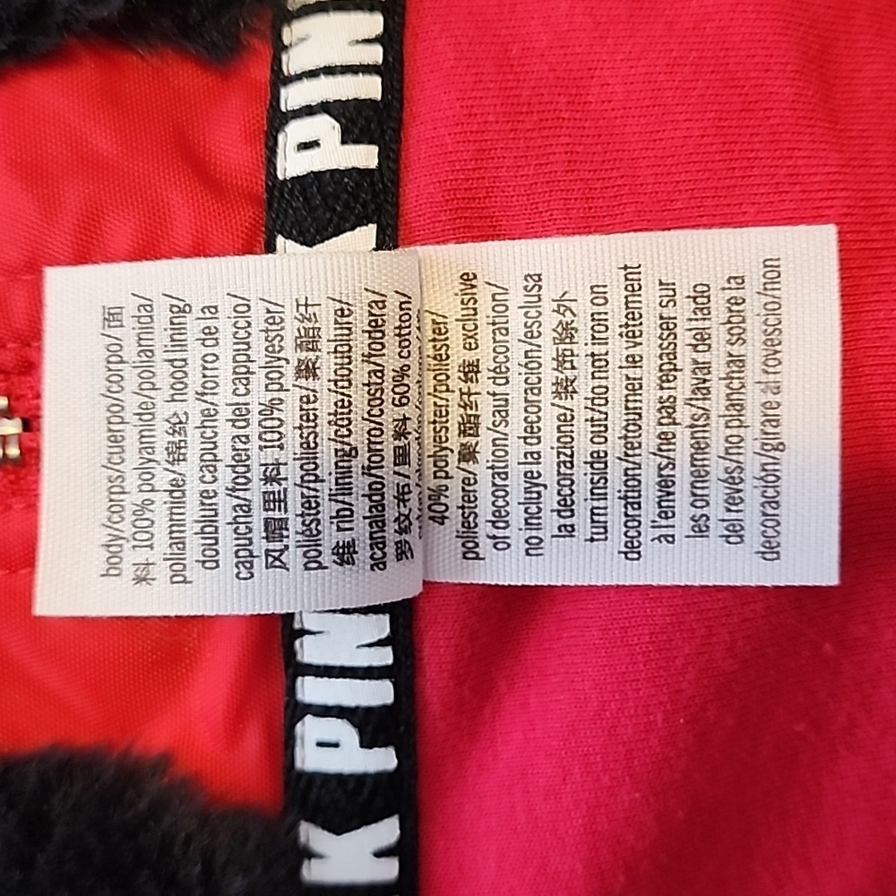 Pink VS Lightly Lined Faux Fur Hooded Bomber Jacket. Oversized S - Picture 7 of 11